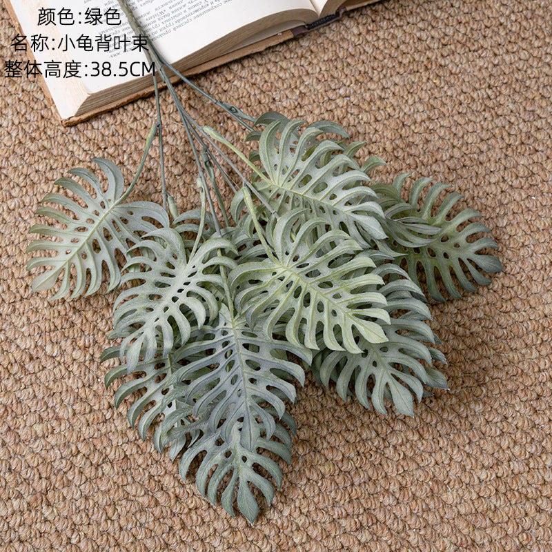 Realistic Green Plastic Turtle Shell Leaves - Artificial Flower and Faux Plant Decoration for Weddings, Events, and Home Décor - CL16103