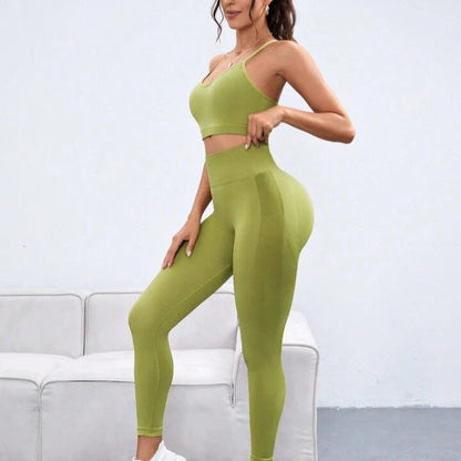 Seamless Cross Back Sports Bra and High Waisted Leggings Set for Women for Yoga Outdoor Running and Quick Dry Comfort with Butt Lifting Design