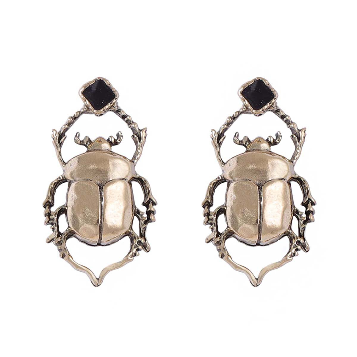Stylish Vintage-Inspired Bold Alloy Beetle Earrings for Everyday Wear – Perfect for Commuting and Adding a Touch of Unique Charm to Any Outfit