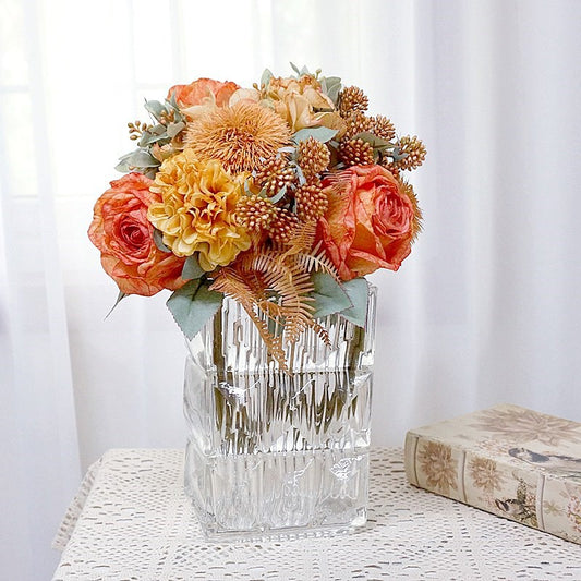 Stunning Faux Rose Bouquet - Elegant Light Luxury Textured Blooming Roses for Home Decor, Weddings, and Event Styling