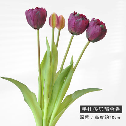 Lifelike Multilayer Petal Tulip Artificial Flower for Home Décor – Perfect for Photography Props, Soft Rubber Tulip Arrangement - Ideal Gift for Any Occasion