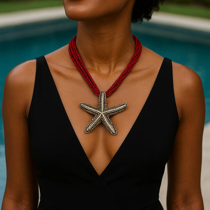 Stylish Vintage-Inspired Casual Ocean Vacation Alloy Starfish Pendant Necklace – Versatile and Perfect for Everyday Wear for Women