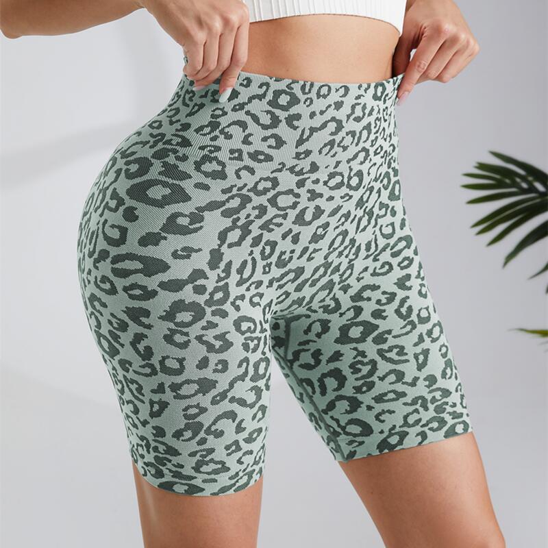 High Waisted Leopard Print Yoga Shorts Tummy Control Butt Lifting Comfortable for Running Gym and Daily Wear