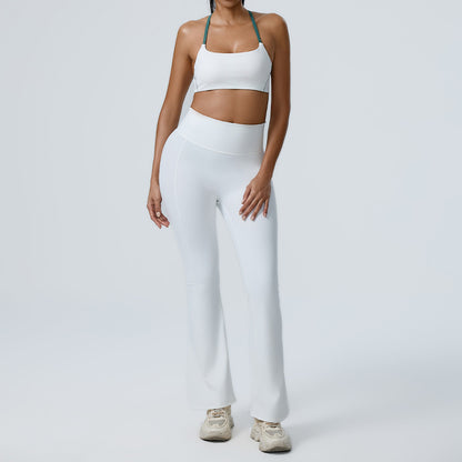 Elevate Your Workout with our Yoga Bra and High Waisted Wide Leg Pants Set Flattering Bell Bottoms for Comfort and Support