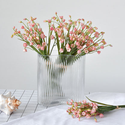 Elegant Lily of the Valley Faux Flower Bouquet - Hand-Tied Bellflower Decorative Arrangement for Home Décor, Fresh and Soft Aesthetic, Perfect for Weddings and Special Events