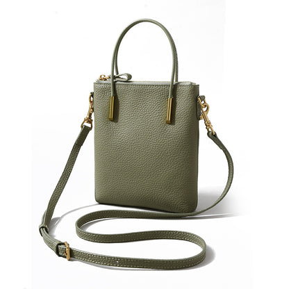 TC Grain Leather Mini Square Handbag Fashion Small Crossbody Bag for Everyday Elegance and Versatility