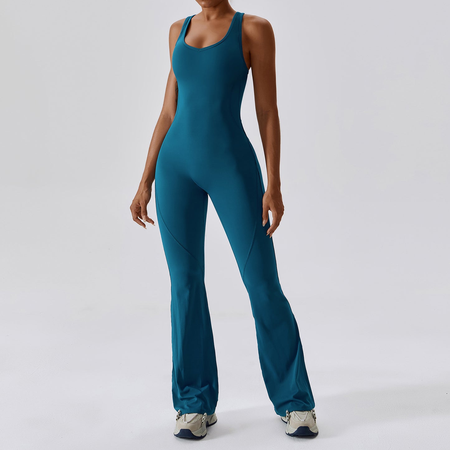 Quick Dry High Performance Yoga Bodysuit with Tummy Control and Flare Leg Design Enhance Your Curves Optimize Comfort for Dance Workout and Fitness