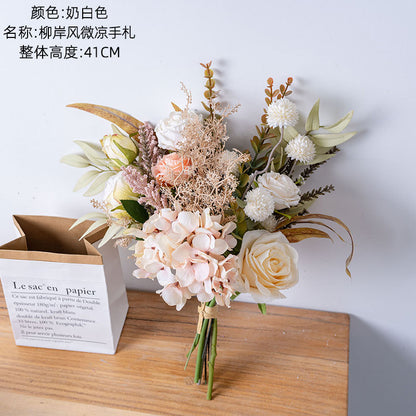 Elegant Artificial Flower Bouquet -柳岸风微凉手札 - Perfect for Home Decor, Weddings, and Wall Art (CF01433)