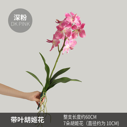 Realistic Faux Orchid Bouquet with Leaves – Elegant Home Décor for Your Living Room Table – Perfect for Adding a Touch of Nature to Your Home