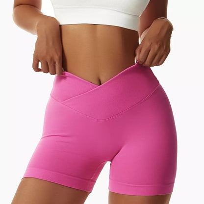 High Waisted Cross Back Yoga Shorts for Outdoor Activities Quick Dry Supportive and for Running Workouts and Fitness Enthusiasts