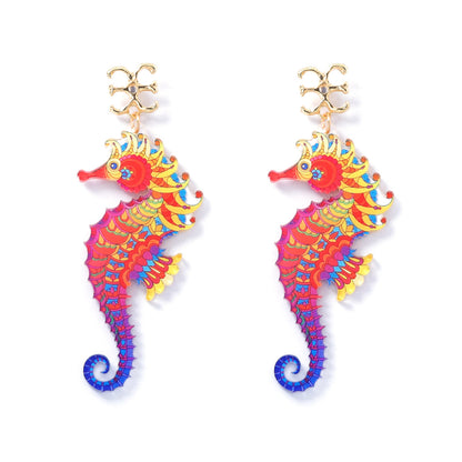 Unique Ocean-Inspired Acrylic Animal Earrings - Perfect for Casual Getaways and Beach Vacations