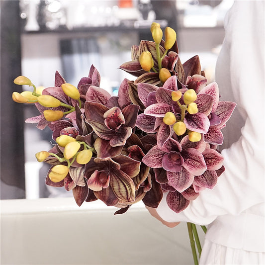 Realistic New Zealand Orchid Flower Arrangement in Vintage Color Palette - Perfect for Home Decor, Hotel Decorations, Wedding Celebrations, and Photography Props