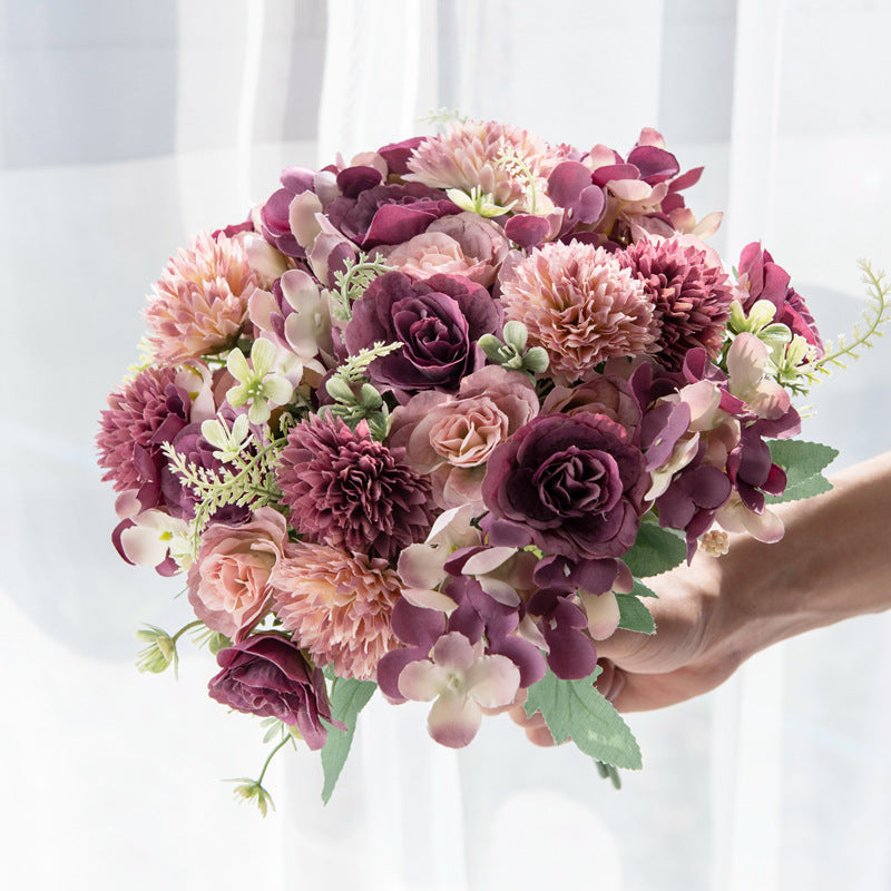 Realistic Korean-Style Daisy and Hydrangea Bouquet - Lifelike Decorative Artificial Flowers for Home Décor and Events