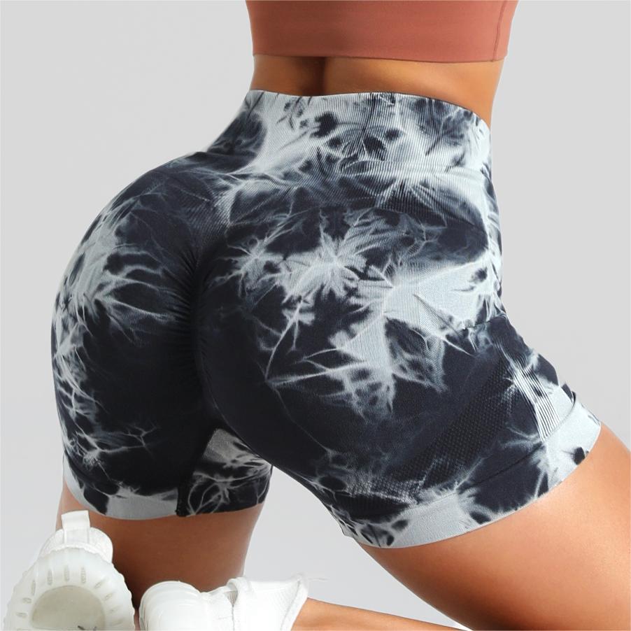 Seamless Tie Dye High Waisted Fitness Shorts for Women Enhancing Tummy Control Peach Yoga Workout Shorts