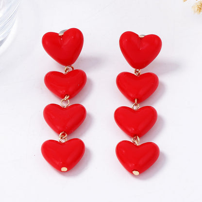 Elegant Heart-Shaped Long Tassel Earrings in Luxe Red for Valentine's Day - Versatile, Stylish, and Perfect for Any Occasion