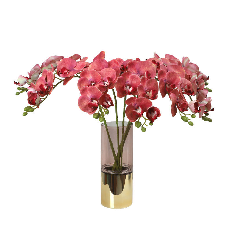 Realistic 3D Printed 7-Head Phalaenopsis Orchid Artificial Flowers – Stunning Home and Living Room Decor with Elegant Potted Arrangement