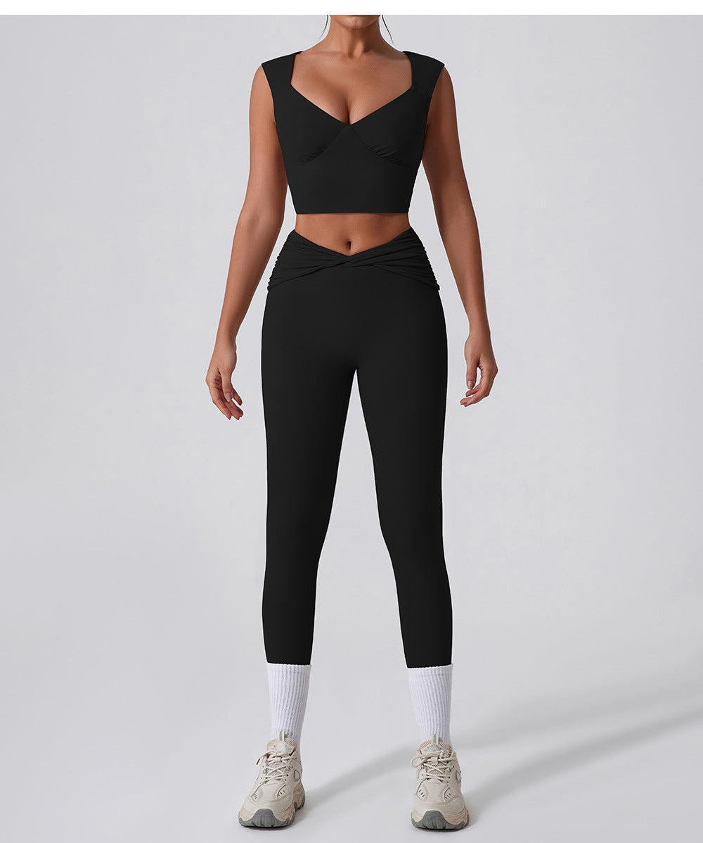 Quick Dry High Waist Yoga Set with Knot Detail Versatile Flattering and for Active Lifestyles