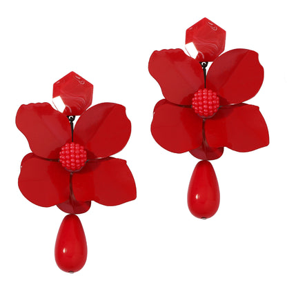 Creative  Fashion Trend: Unique, Statement-Making Fresh Floral Metal and Resin Pendant Earrings for a Chic Look