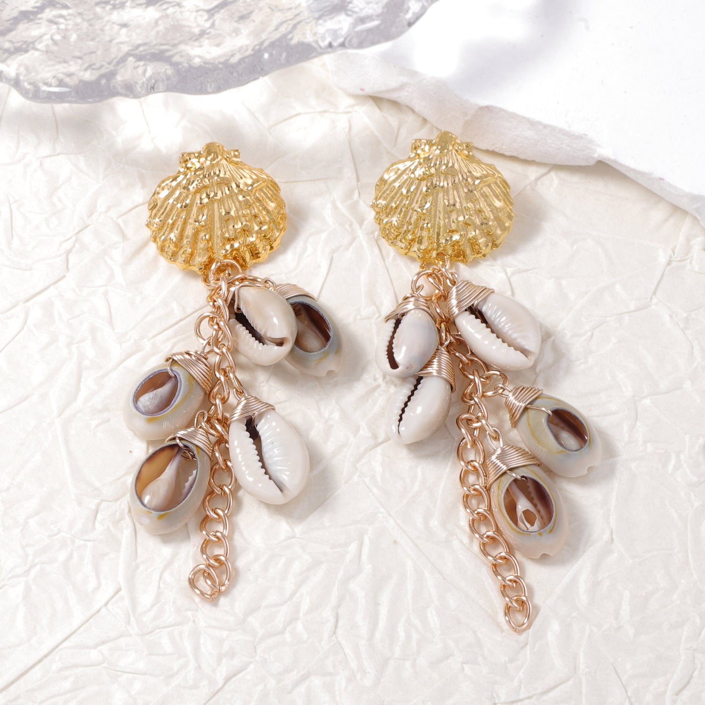 Bohemian Vacation Style Relaxed Shell Alloy Scallop Earrings - Versatile Beach Wear for Women