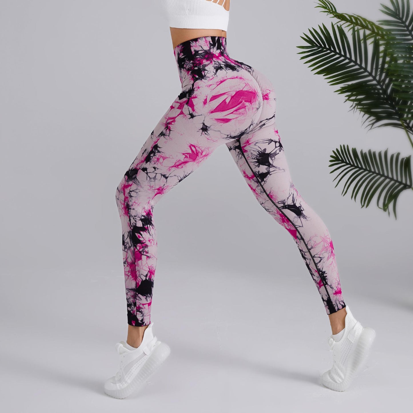 High Waisted Seamless Women's Yoga Leggings Two Tone Tie Dye Lifting for Outdoor Sports and Running