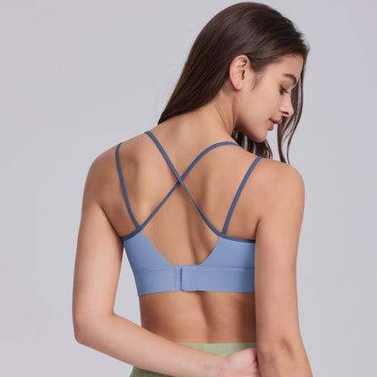 High Impact Sports Crossback Bra with Adjustable Back Closure and Fixed Molded Cups for Yoga and Intense Workouts