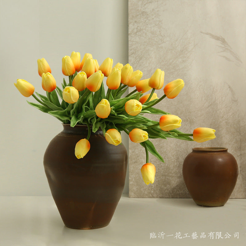 Single Stem Miniature Tulip - Realistic PU Faux Flower for Home Décor, Photography Props, and Elegant Table Centerpieces