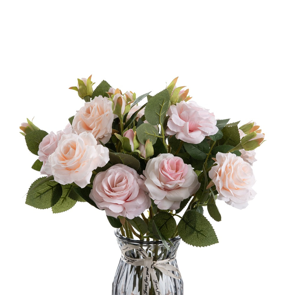 Creamy Rose Artificial Flowers - Lifelike Green Plants for Stunning Wedding Decorations and Unique Craft Gifts - Model MW51011