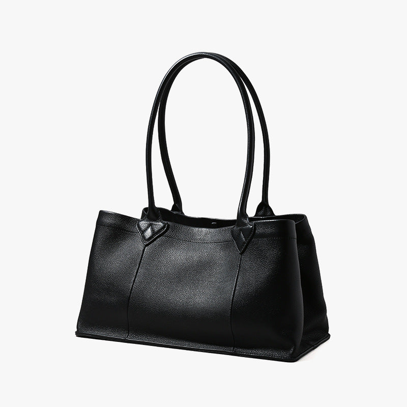 Spacious Grain Leather Tote Bag for Women Commuter Handbag with High End Feel Versatile Shoulder Bag for Daily Use