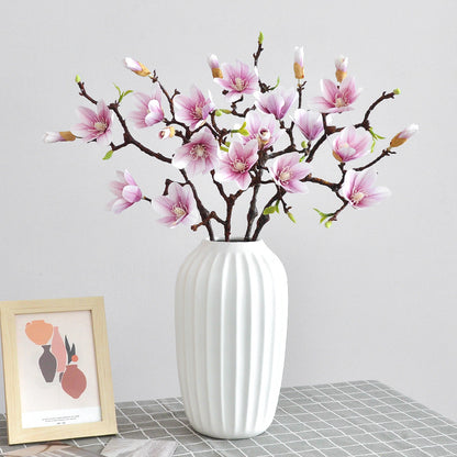 4-Head Realistic Magnolia Silk Flower - Lifelike 3D Feel for Home Décor and Wedding Decor - Perfect for Elegant Arrangements