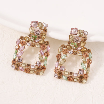 Chic Geometric Square Diamond-Studded Earrings for Unique, Versatile Style - Perfect for Parties and Everyday Wear