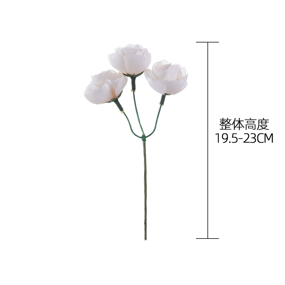 Realistic Three-Headed Mini Lotus Branches - Elegant Home Decor Faux Flowers for Weddings and Bouquets - Stunning Rose Wall Decor - Model PJ1079