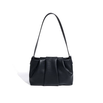 Chic Pleated Cloud Bag Korean Inspired Unique Leather Underarm Purse for Commutes Genuine Leather Shoulder Bag for Women