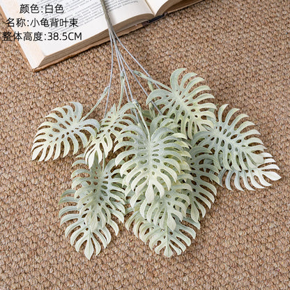 Realistic Green Plastic Turtle Shell Leaves - Artificial Flower and Faux Plant Decoration for Weddings, Events, and Home Décor - CL16103