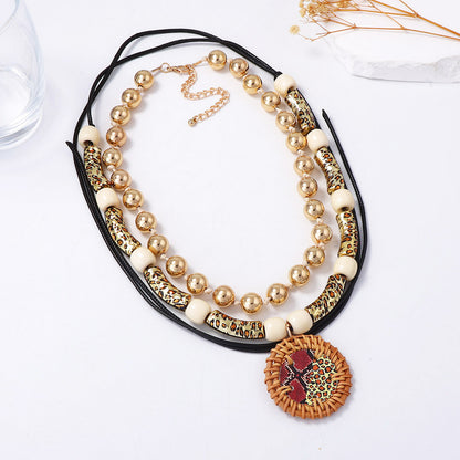 Stylish Boho-Inspired Double-layer CCB Leopard Print Beaded Casual Necklace for Women – Versatile and Chic Accessory for Any Outfit
