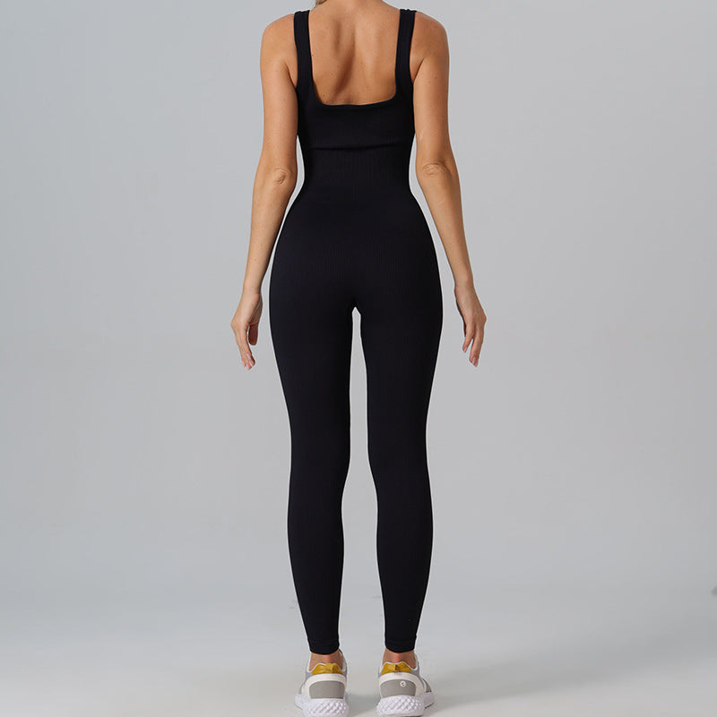 Women's All in One Stretchy Jumpsuit for Dance Fitness and Yoga Comfortable Sleeveless Bodysuit with for Activewear Lovers