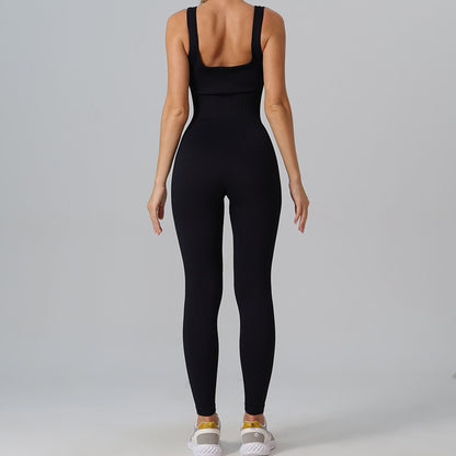 Women's All in One Stretchy Jumpsuit for Dance Fitness and Yoga Comfortable Sleeveless Bodysuit with for Activewear Lovers