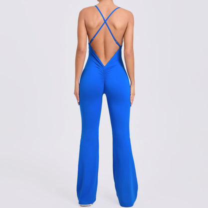 Adjustable Strap Spandex Yoga Jumpsuit with Hollow Design Sculpting Bodysuit for Enhanced Curves Comfort in Fitness Activities