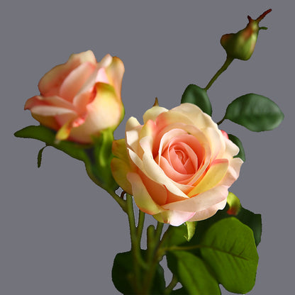 Three-Headed Touch-Realistic Artificial Rose Flowers for First-Class Home and Hotel Decor - Perfect for Airbnb, Event Styling, and Photography Props