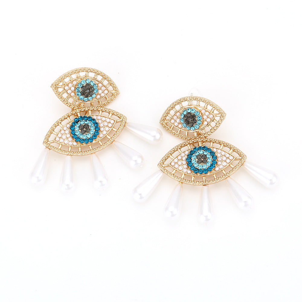 Arrival: Angel Eye Earrings with Sparkling Water Crystals, Elegant Pearl and Geometric  Design - Versatile Women's Jewelry for Every Occasion