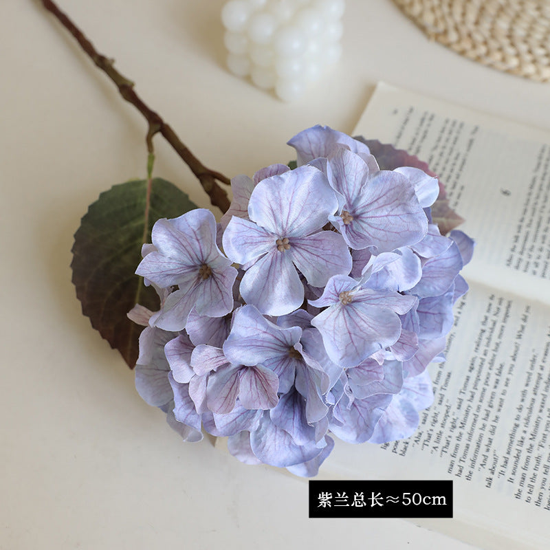 Elegant Oil Painting Style Single Stem Silk Hydrangea Bouquet – High-Quality Artificial Flowers for Home Decor and Wedding Celebrations