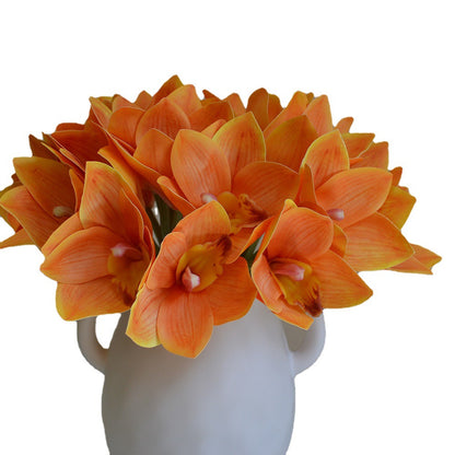 Nordic Fresh Floral Arrangement - 8-Head Orchid Bouquet for Home Décor, Perfect for Tabletops and Dining Areas with Lifelong Beauty