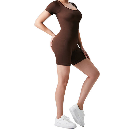 Short Sleeve Yoga Bodysuit and Comfortable Fitness Jumpsuit for Optimal Performance and Flexibility