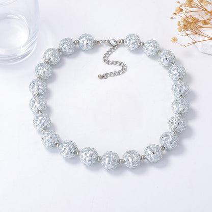 Chic Minimalist Light Luxury Beaded Disco Ball Necklace - Versatile Statement Piece for Effortless Everyday Glamour