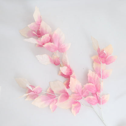 Realistic Faux Leaf Single Stem 3-Prong Wedding Decoration - Perfect for Ceiling & Aisle Decor, Lifelike Silk Plants for Elegant Events