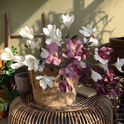 Realistic Magnolia Flower Artificial Decor – Stunning American-Style Table Arrangement for Elegant Home Decoration