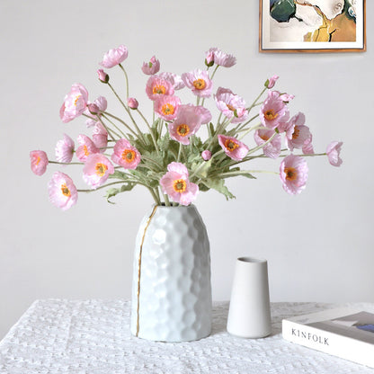 Stunning Faux Poppy Silk Flower Arrangement for Home Décor - Perfect for Living Room, Wedding Styling, and Photography Props