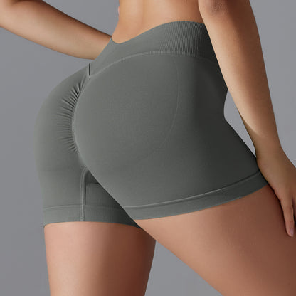 Seamless High Waisted Butt Lifting Yoga Shorts Breathable Peach Shaped Compression Workout Shorts for Running and Fitness