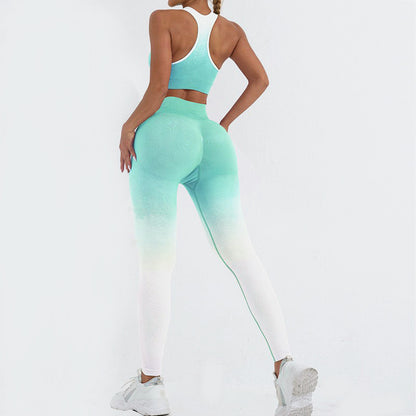 Women's Gradient Yoga Outfit Set for Fall Gym Workouts Yoga Sessions