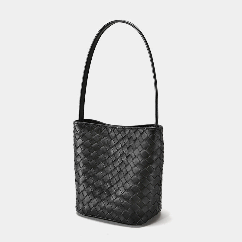 Handcrafted Vintage Bohemian Bucket Bag Chic Korean Style High End Genuine Leather Shoulder Tote for Commuters