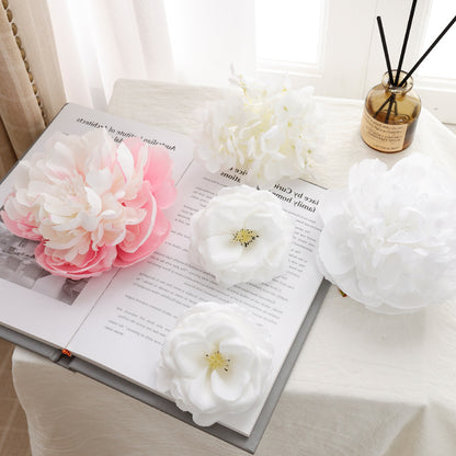 Realistic Peony Flower Head for DIY Crafts - Handmade Decorative Faux Flowers Perfect for Wedding Backdrops and Elegant Floral Arrangements